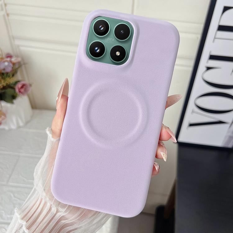 For Xiaomi 17 Matte Velvet Finish PC + Vegan Leather Magnetic Phone Case(Purple)