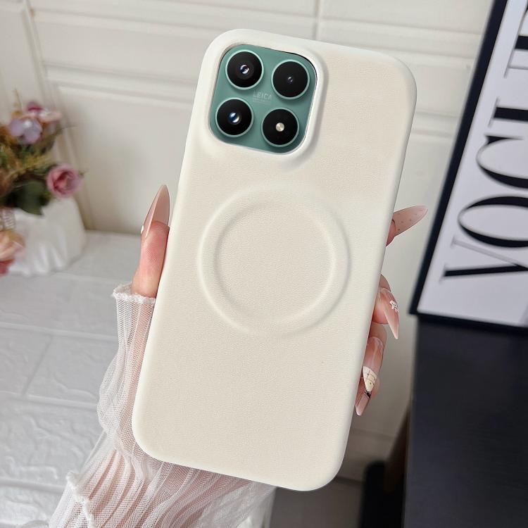 For Xiaomi 17 Matte Velvet Finish PC + Vegan Leather Magnetic Phone Case(White)