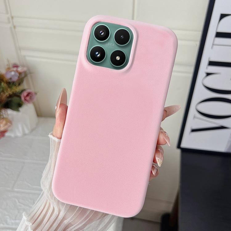 For Xiaomi 17 Matte Velvet Finish PC + Vegan Leather Phone Case(Pink)
