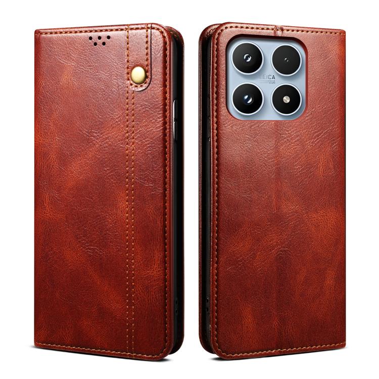 For Xiaomi 17 Oil Wax Crazy Horse Texture Leather Phone Case(Brown)