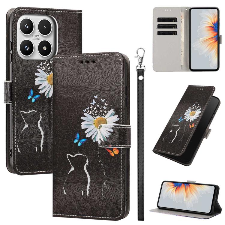 For Xiaomi 17 Painted Pattern Vegan Leather Phone Case with Strap(Daisy Cat)