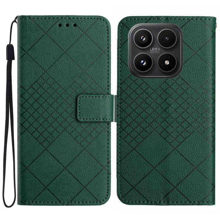 For Xiaomi 17 Rhombic Grid Texture Leather Phone Case(Green)