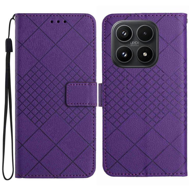 For Xiaomi 17 Rhombic Grid Texture Leather Phone Case(Purple)