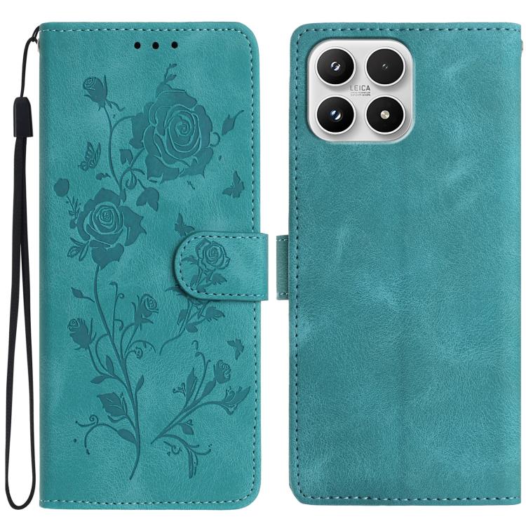 For Xiaomi 17 Rose Flower Embossing Pattern Leather Phone Case(Green)
