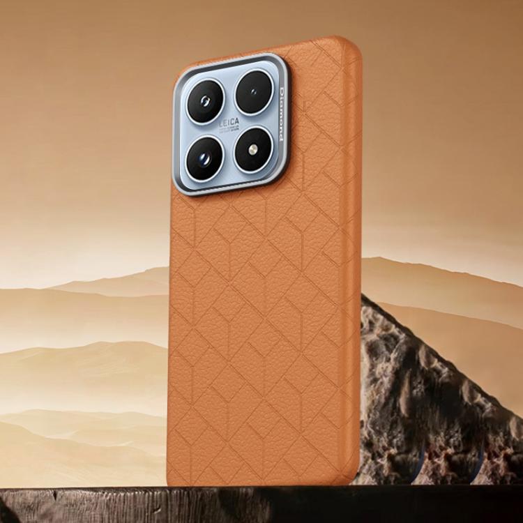 For Xiaomi 17 Rubik Cube Series Embossed Grid Pattern Magnetic Phone Case(Brown)