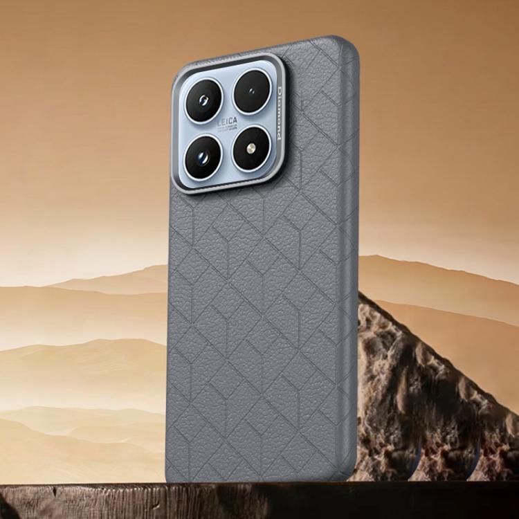 For Xiaomi 17 Rubik Cube Series Embossed Grid Pattern Magnetic Phone Case(Dark Grey)
