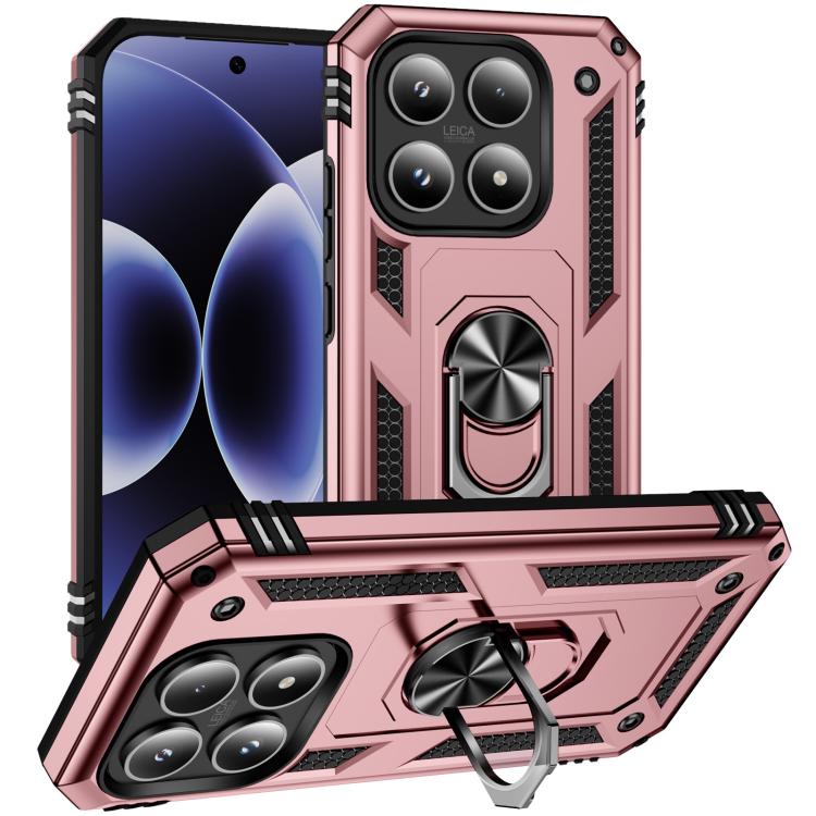 For Xiaomi 17 Shockproof TPU + PC Phone Case with Holder(Rose Gold)