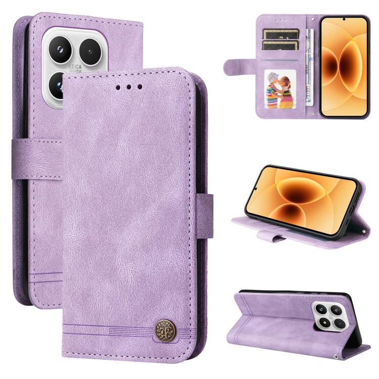 For Xiaomi 17 Skin Feel Life Tree Metal Button Leather Phone Case(Purple)
