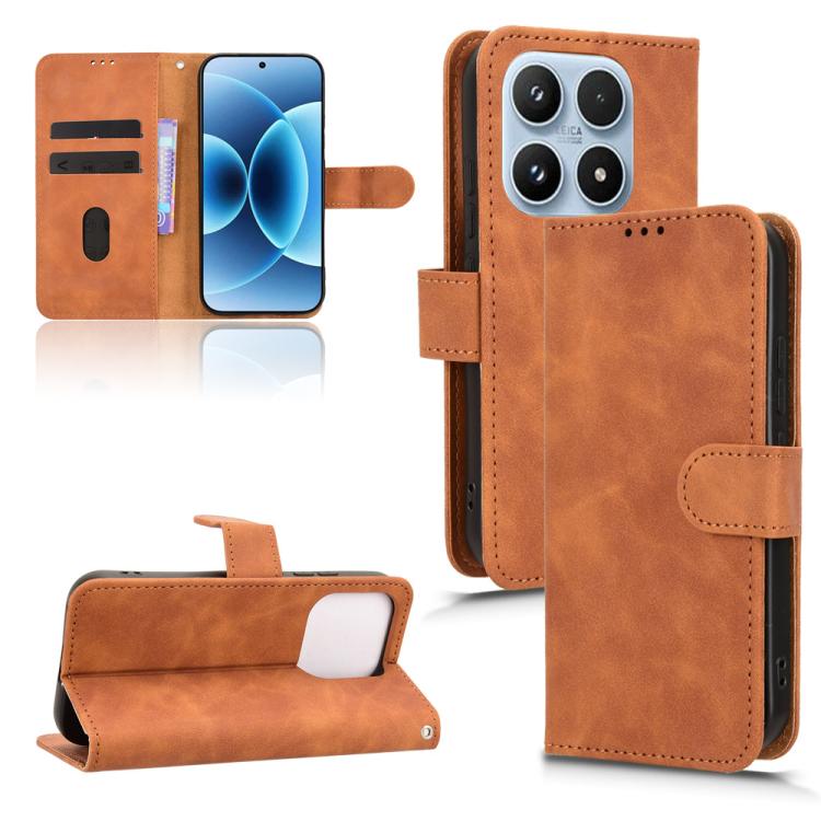 For Xiaomi 17 Skin Feel Magnetic Flip Leather Phone Case(Brown)
