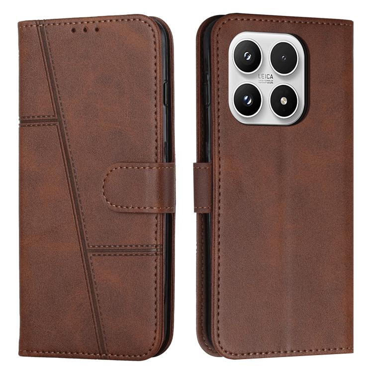 For Xiaomi 17 Stitching Calf Texture Buckle Leather Phone Case(Brown)