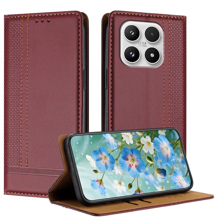 For Xiaomi 17 Stitching Design Scratch-Resistant Vegan Leather Phone Case(Wine Red)