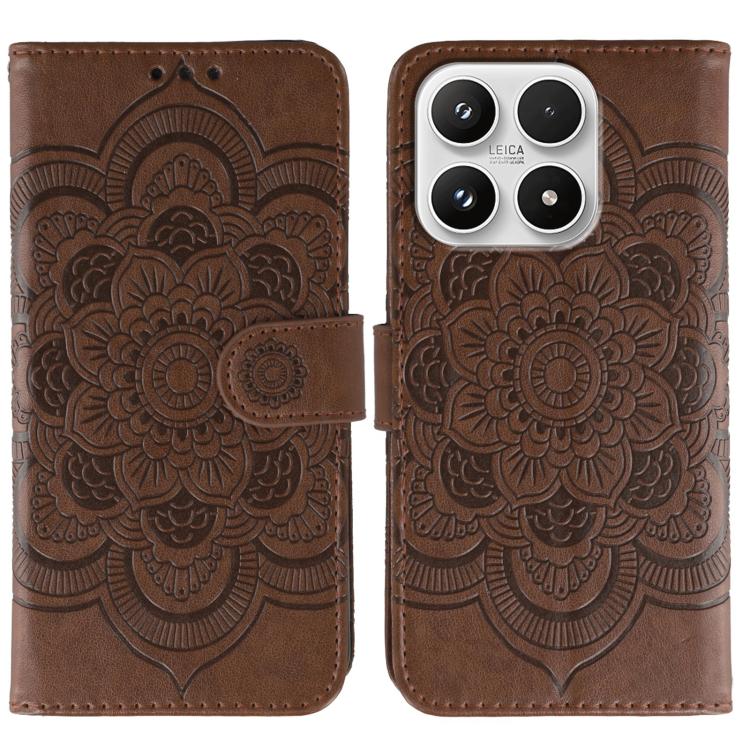 For Xiaomi 17 Sun Mandala Embossing Pattern Phone Leather Case(Brown)