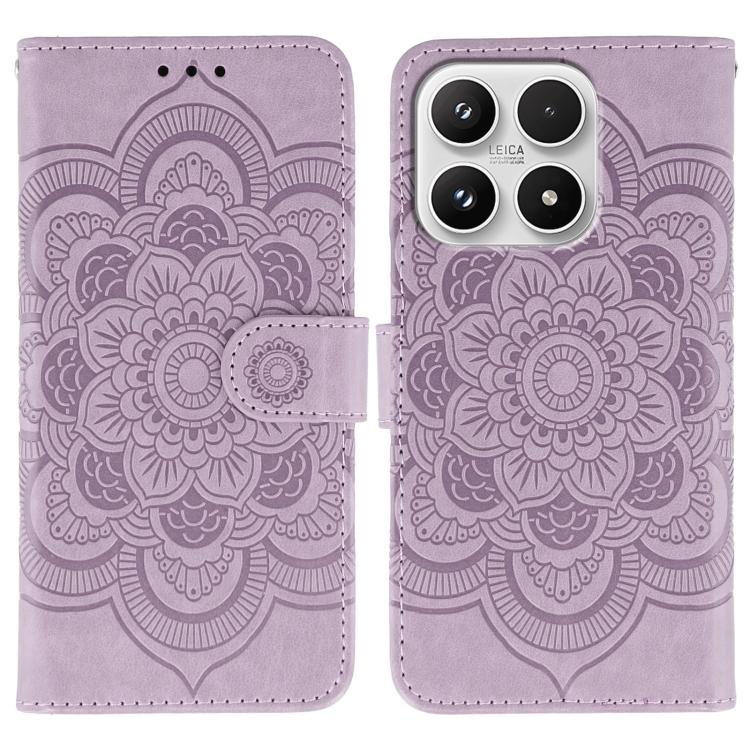 For Xiaomi 17 Sun Mandala Embossing Pattern Phone Leather Case(Purple)
