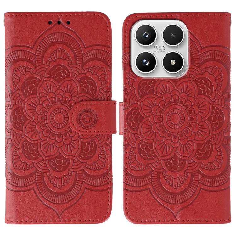 For Xiaomi 17 Sun Mandala Embossing Pattern Phone Leather Case(Red)