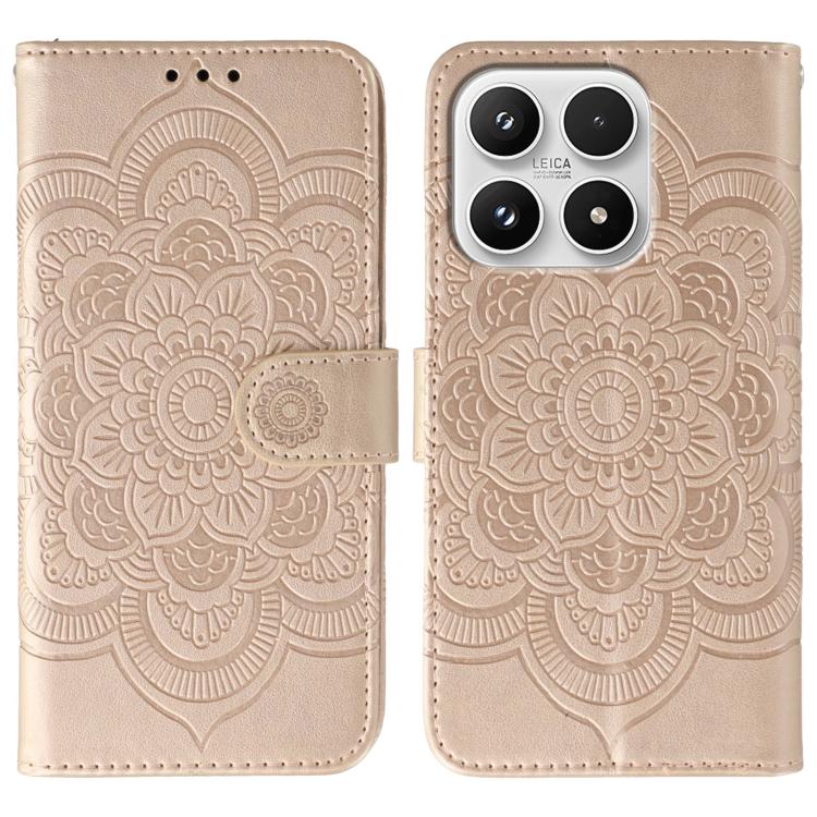 For Xiaomi 17 Sun Mandala Embossing Pattern Phone Leather Case(Rose Gold)