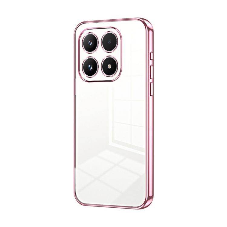 For Xiaomi 17 Transparent Plating Fine Hole Phone Case(Pink)