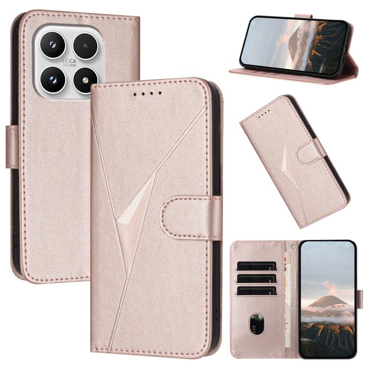 For Xiaomi 17 Triangle Pattern Buckle Clasp Leather Phone Case(Rose Gold)
