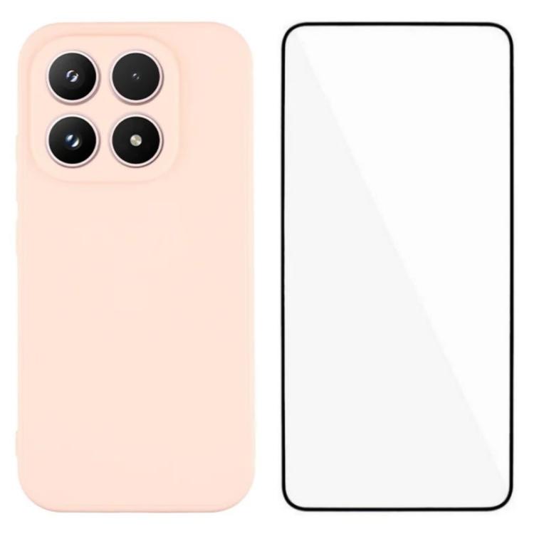For Xiaomi 17 WANLONFENG Square Edge Soft TPU Phone Case with Screen Protector(Pink)