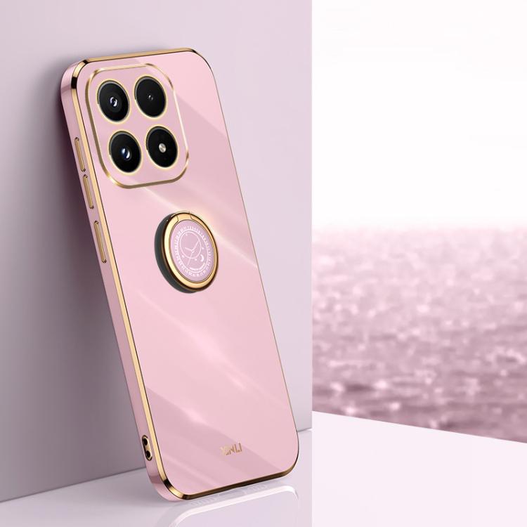 For Xiaomi 17 XINLI Straight Edge 6D Electroplate TPU Phone Case with Ring Holder(Cherry Purple)
