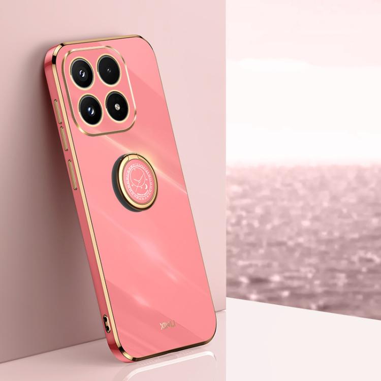 For Xiaomi 17 XINLI Straight Edge 6D Electroplate TPU Phone Case with Ring Holder(Hawthorn Red)