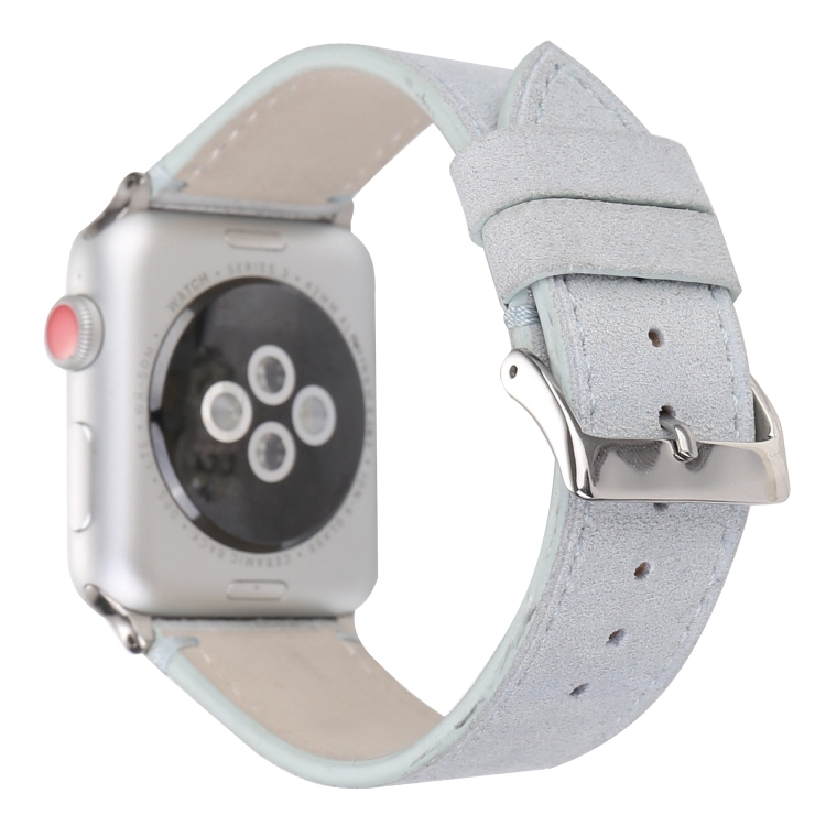 Frosted Genuine Leather Watch Band For Apple Watch Series 7 45mm / 6 & SE & 5 & 4 44mm / 3 & 2 & 1 42mm(White)