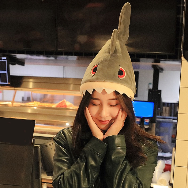 Funny Shark Shape Hat Plush Hat, Size: One Size(Will Move+ 72 Songs)