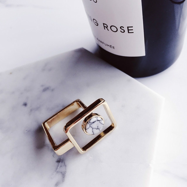Geometric Marble Stripe Ring Boho Ethnic Women Ring(Hollow)