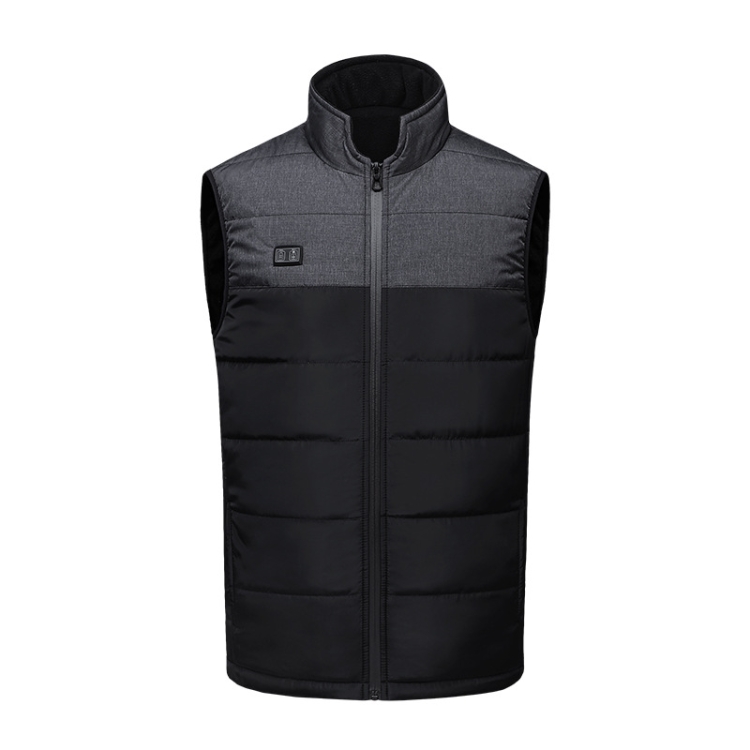 Heated Vest Electric Heating 3 Constant Temperature Warm Cotton Jacket, Size: 2XL(Black-4 Zones Heating)