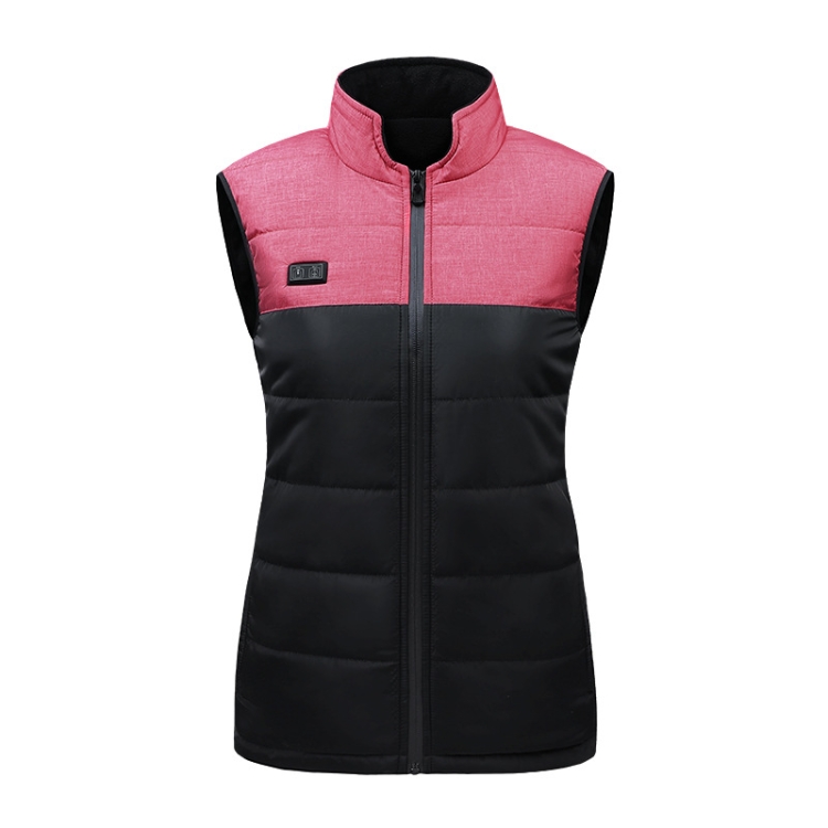 Heated Vest Electric Heating 3 Constant Temperature Warm Cotton Jacket, Size: S(Red-9 Zones Heating)