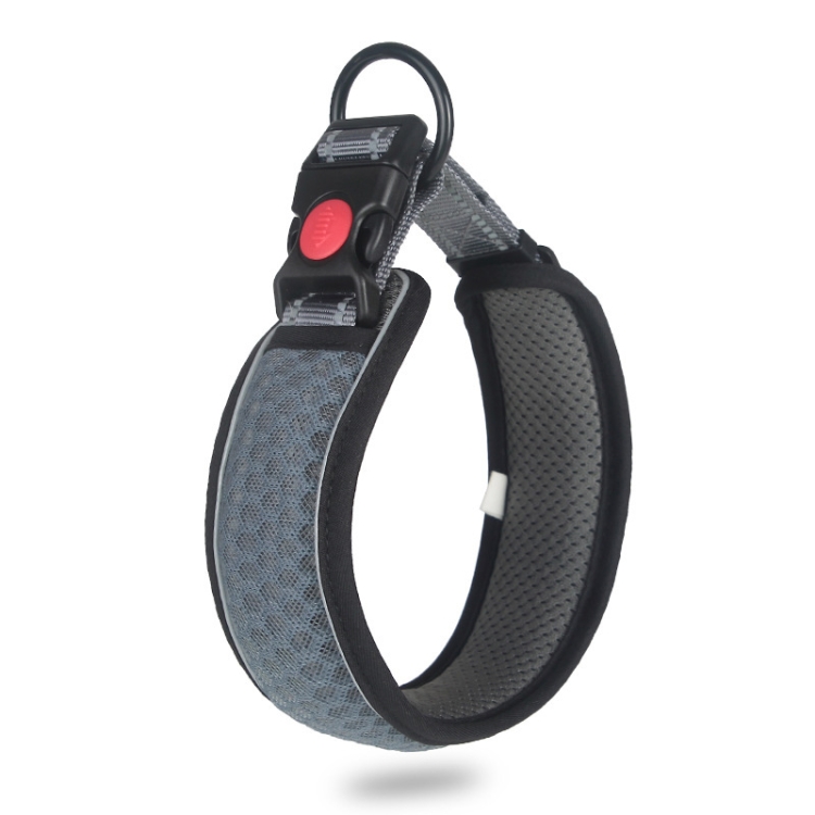 Honeycomb Net Dog Collar Neck Collar Breathable Reflective Anti-Strangle Collar M(Gray)