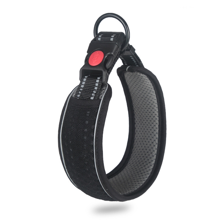 Honeycomb Net Dog Collar Neck Collar Breathable Reflective Anti-Strangle Collar XS(Black)