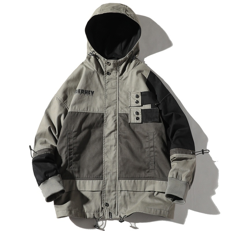 Hooded Casual Loose Coat Jacket for Men (Color:Grey Size:XL)