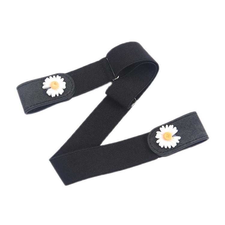 Jeans Non-Marking Invisible Elastic Canvas Lazy Belt(Black Double Daisy)