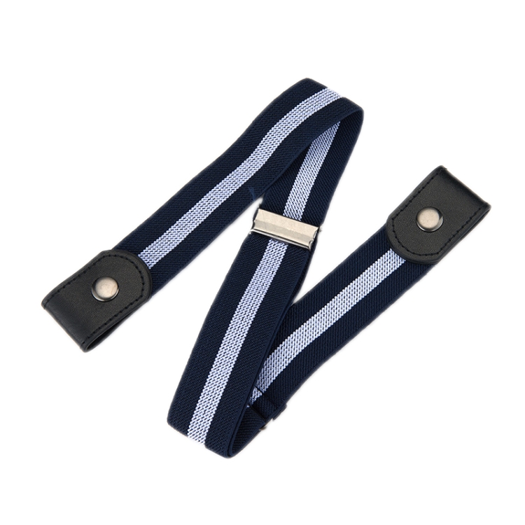 Jeans Non-Marking Invisible Elastic Canvas Lazy Belt(Blue White Blue Stripes Ordinary)