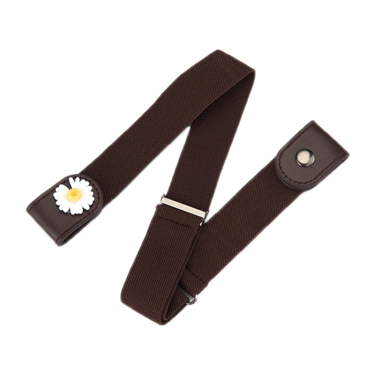 Jeans Non-Marking Invisible Elastic Canvas Lazy Belt(Brown Daisy)