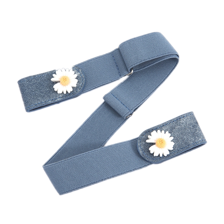 Jeans Non-Marking Invisible Elastic Canvas Lazy Belt(Light Blue Double Daisy)