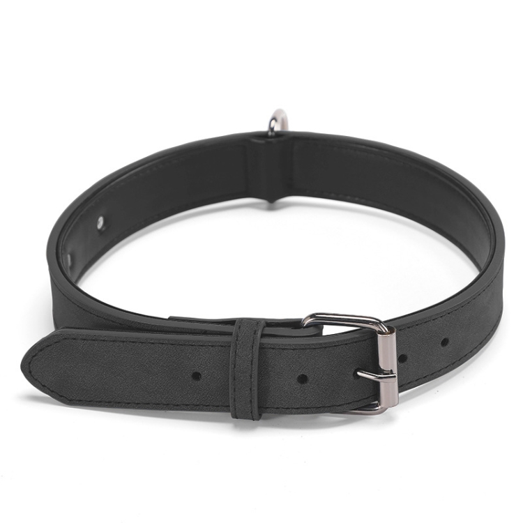 JINMAOHOU Dogs Double-Layer Leather Collar, Specification: S 39x2.2cm(Black)