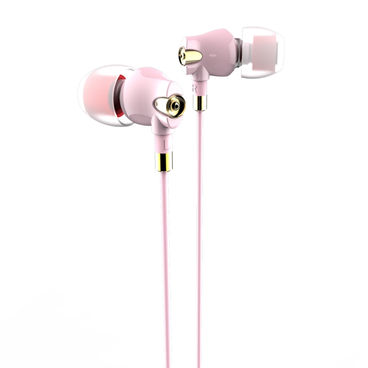 JOYROOM E105 Ceramic Moving-coil In-Ear Wired Control Earphone with 3 Sizes Earmuffs for Xiaomi, iPhone, iPad, iPod, Samsung, HTC, Sony, Huawei and Other Audio Devices with 3.5mm Earphone Ports(Pink)