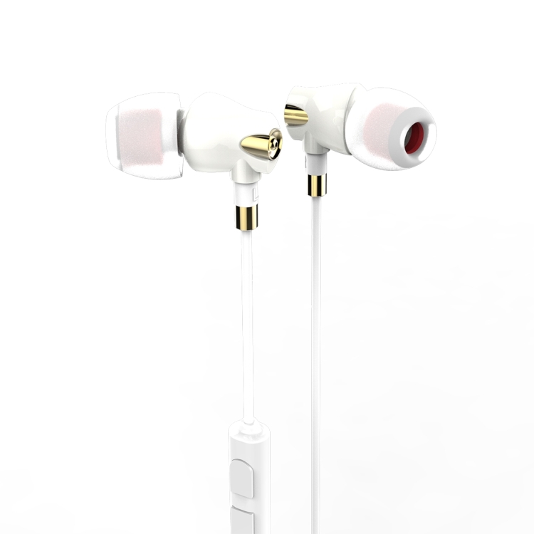JOYROOM E105 Ceramic Moving-coil In-Ear Wired Control Earphone with 3 Sizes Earmuffs for Xiaomi, iPhone, iPad, iPod, Samsung, HTC, Sony, Huawei and Other Audio Devices with 3.5mm Earphone Ports(White)