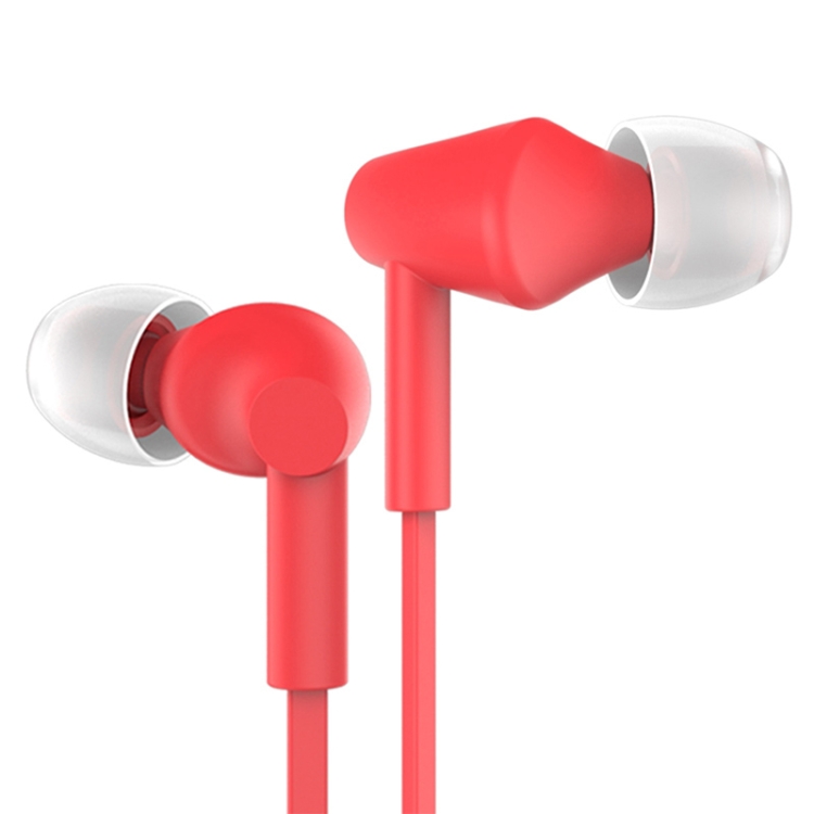 JOYROOM E106 In-Ear Flat Wire Earphone with Mic for Xiaomi, iPhone, iPad, iPod, Samsung, HTC, Sony, Huawei and Other Audio Devices with 3.5mm Earphone Ports (Red)
