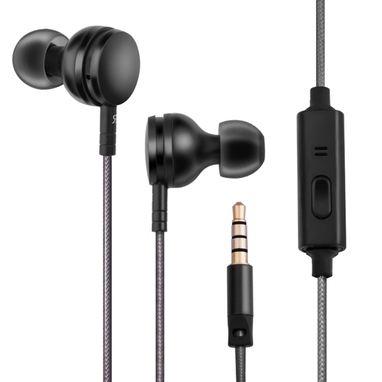 JOYROOM E500 Moving-coil In-Ear Wired Control Earphone with Earmuffs & Mic for Xiaomi, iPhone, iPad, iPod, Samsung, HTC, Sony, Huawei and Other Audio Devices with 3.5mm Earphone Ports(Black)