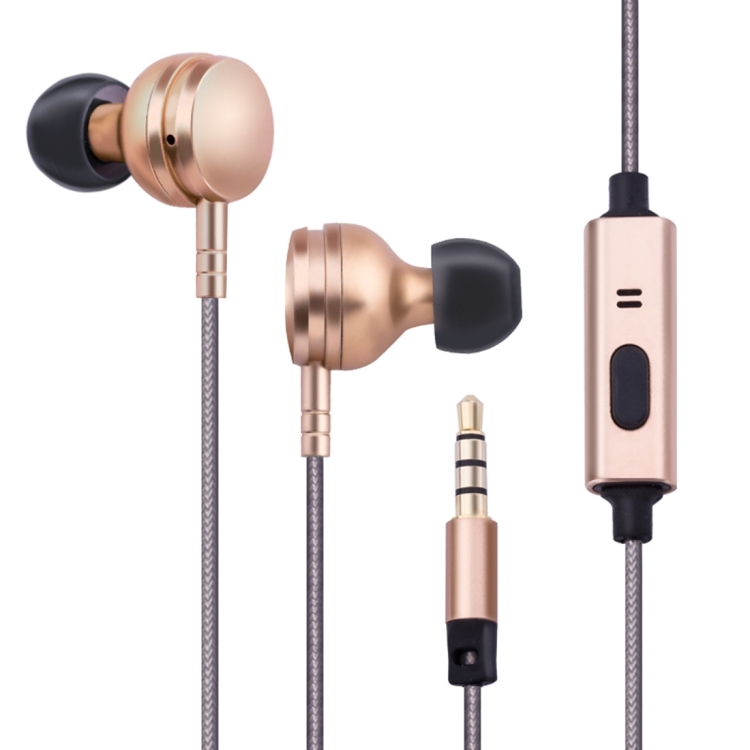 JOYROOM E500 Moving-coil In-Ear Wired Control Earphone with Earmuffs & Mic for Xiaomi, iPhone, iPad, iPod, Samsung, HTC, Sony, Huawei and Other Audio Devices with 3.5mm Earphone Ports(Gold)