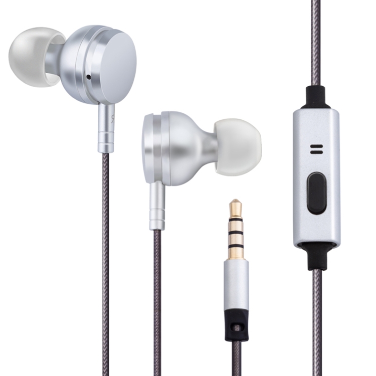 JOYROOM E500 Moving-coil In-Ear Wired Control Earphone with Earmuffs & Mic for Xiaomi, iPhone, iPad, iPod, Samsung, HTC, Sony, Huawei and Other Audio Devices with 3.5mm Earphone Ports(Silver)