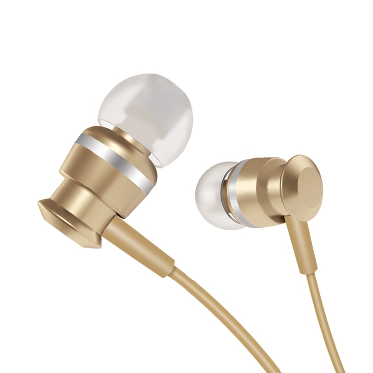 JOYROOM EL122 In-Ear Metal Moving Coil Stereo Earphone with Mic for Xiaomi, iPhone, iPad, iPod, Samsung, HTC, Sony, Huawei and Other Audio Devices with 3.5mm Earphone Ports(Gold)