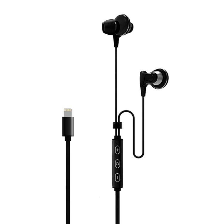 JOYROOM EX606 In-Ear Moving-coil Wire Control Earphone with 8 Pin Connector for iPhone 7 / iPhone 7 Plus, iPhone 6 & 6s, Not Support iOS 10.3.1 or Above Mobile Phone(Black)