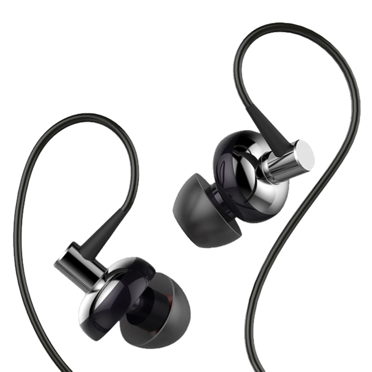 JOYROOM JR-E108 In-Ear Aviation Aluminum Wire Control Earphone with 3 Size Earmuffs for Xiaomi, iPhone, iPad, iPod, Samsung, HTC, Sony, Huawei and Other Audio Devices with 3.5mm Earphone Ports (Grey)