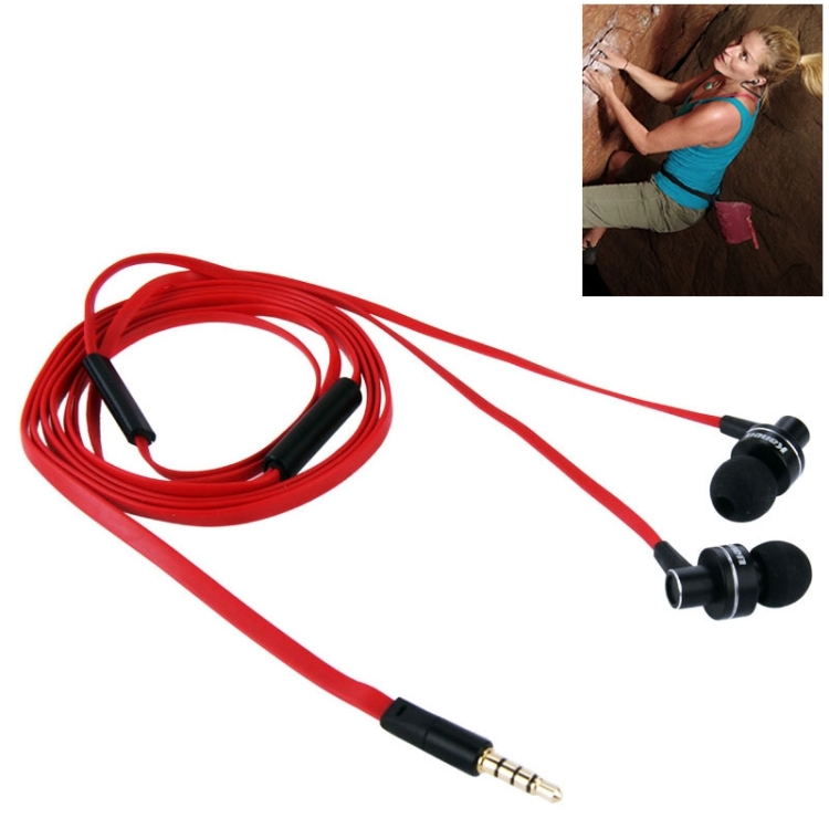 Kanen iP-808 3.5mm Plug Noodle Wire Style In-ear Stereo Earphone with Microphone for iPhone 6 & 6 Plus, iPhone 5 & 5S & 5C, Samsung Galaxy, Other Phones(Red)