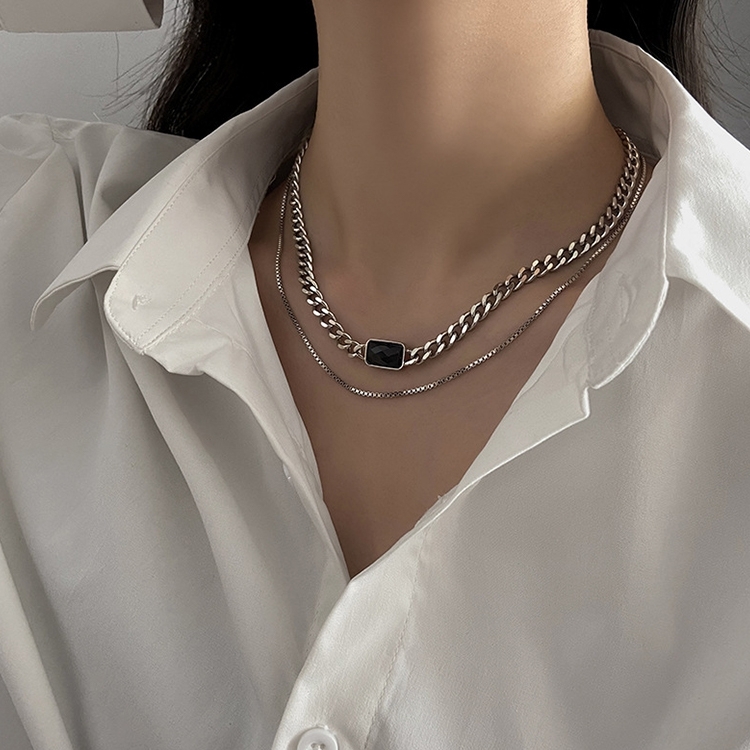Ladies Alphabet Versatile Titanium Steel Necklace Twist Chain, Specification:XL1114
