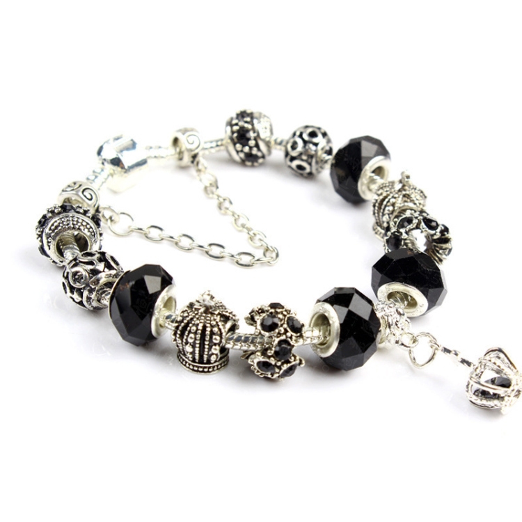 Ladies Crown Colorful Crystal Beaded Bracelet Handmade Glass Bead Bracelet Length: 21cm(DZ29)