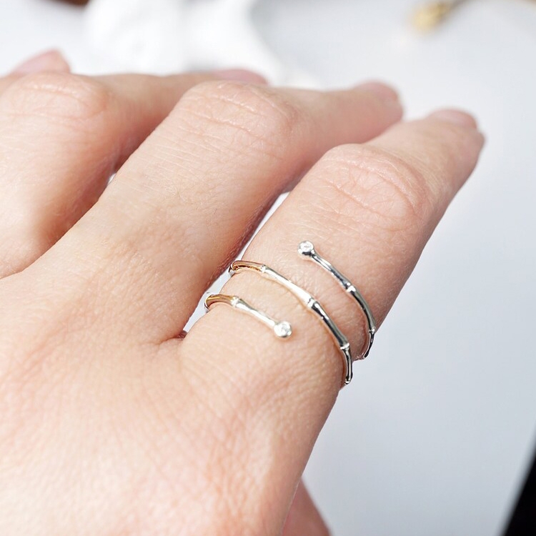 Ladies Light Luxury Snake Shaped Diamond Open Ring, Specification:J661